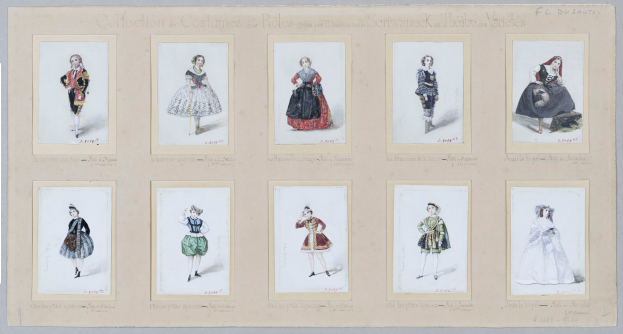 Eine Sammlung bunter Frauenkleider, darunter Kleider, mit detaillierten Designs und Mustern, präsentiert neben mutigem Text auf Papier.