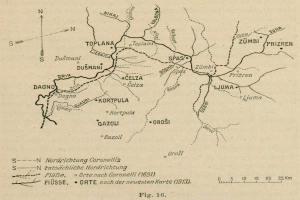 Eine Karte von Köln, Deutschland, die die Positionen der deutschen Armee mit Text und Zahlen anzeigt.