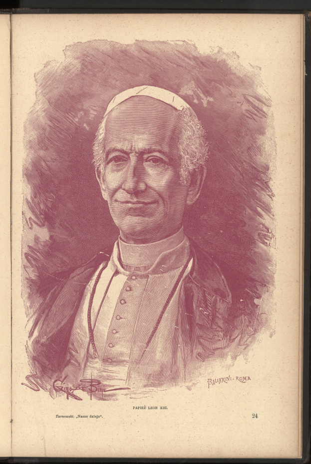 Porträt von Papst Johannes Paul II. in einer weißen Soutane und einem weißen Birett mit einem friedlichen Ausdruck und geschlossenen Augen vor einem weißen Hintergrund.