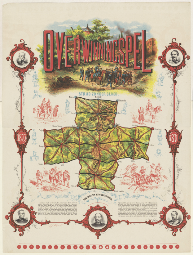 Ein buntes, detailliertes Stadtplan-Poster von Überwiningspel, Deutschland, mit lachenden Menschen, die die Landschaft genießen, Bäumen im Hintergrund und verschiedenen beschrifteten Sehenswürdigkeiten.