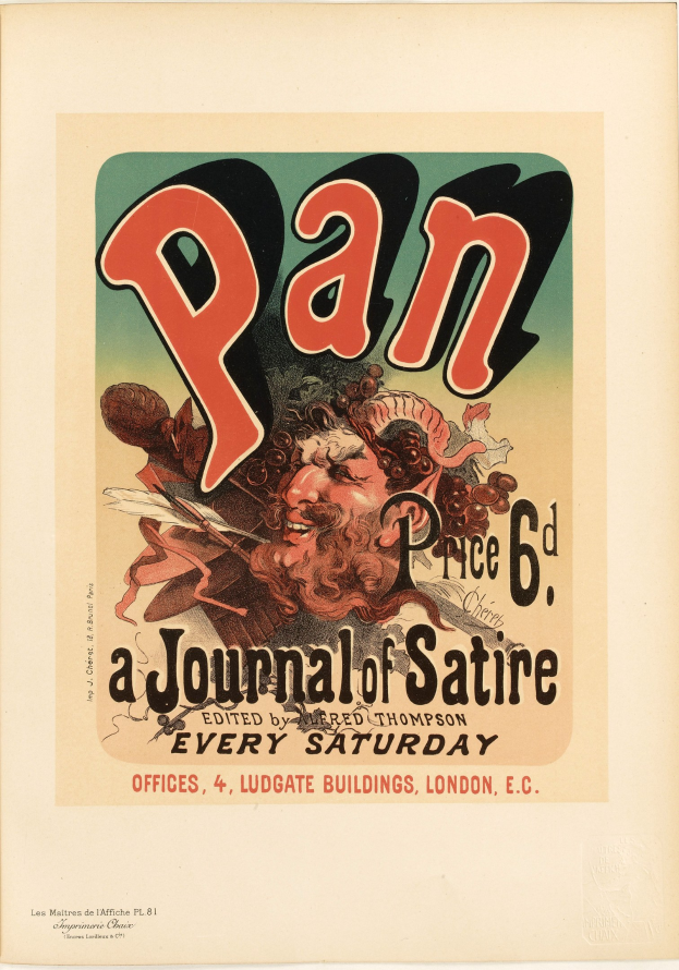 Plakat für 'Pan: Eine Zeitschrift für Satire' mit einer Person in weißem Hemd mit kurzen dunklen Haaren und ernstem Gesichtsausdruck vor einem weißen Hintergrund, mit fetter schwarzer zentrierter Schrift.
