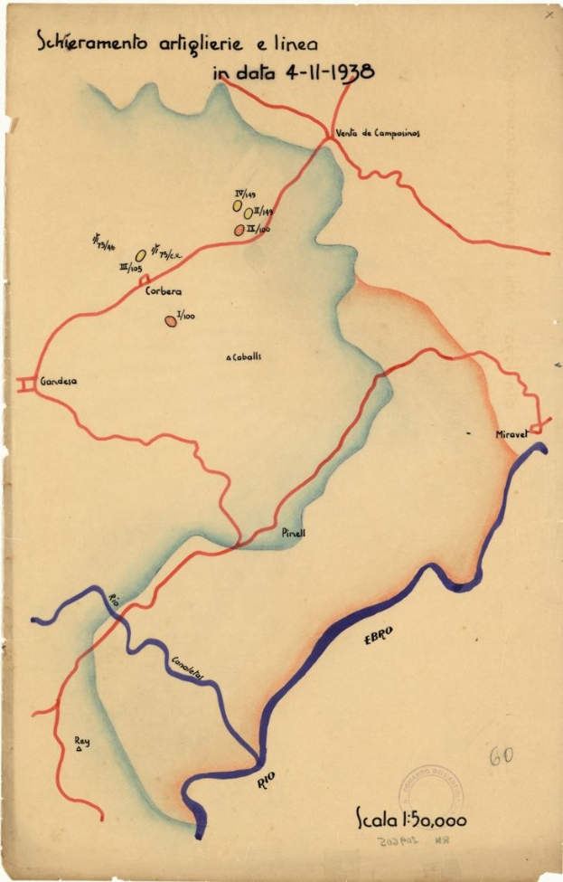 Detailierte Karte der Schlachtrouten der Italienischen Armee im Ersten Weltkrieg, die geografische Merkmale, Städte, Ortschaften und textuelle Anmerkungen mit Soldatenamen und Datumsangaben zeigt.