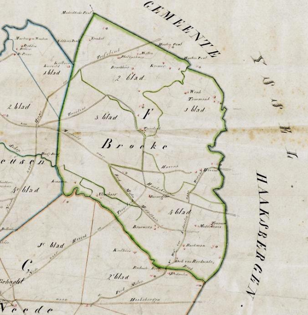 Detaillierte alte Karte von Broke mit Straßen, Gebäuden, Sehenswürdigkeiten und Text mit zusätzlichen Informationen zur Stadt.