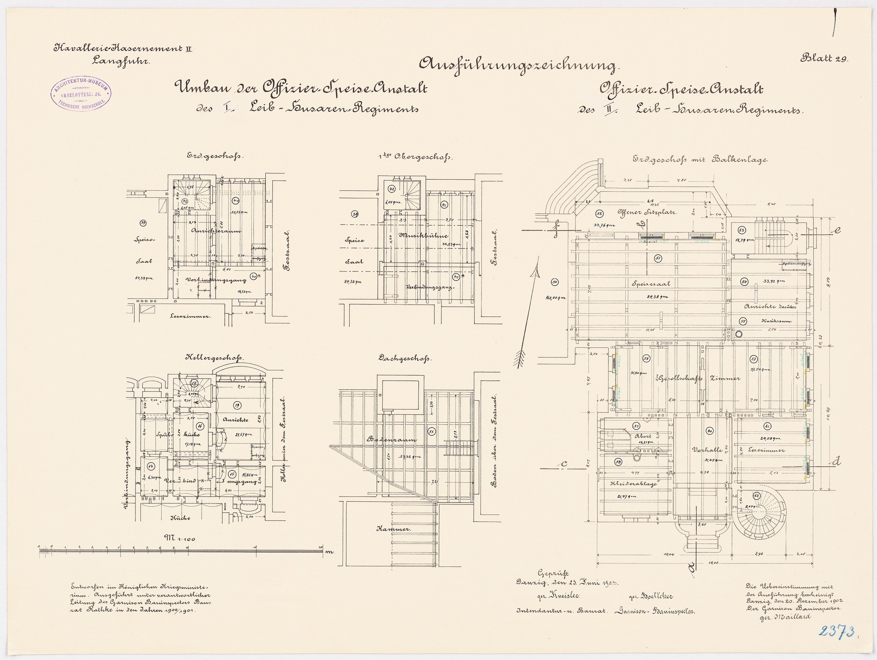 Ein detaillierter architektonischer Grundriss des ehemaligen Bundeskanzleramts in der Bundesrepublik Deutschland, der strukturelle Aufrisse und Anmerkungen zeigt.