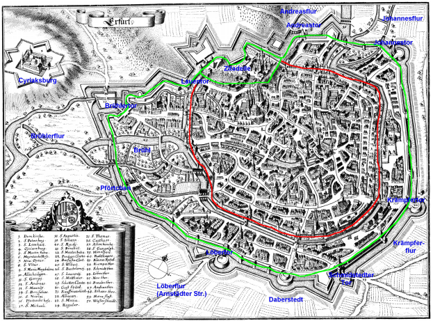 Eine Schwarz-Weiß-Karte von Köln, Deutschland, mit einer roten Linie hindurch und einem Blatt mit Text auf der linken Seite.
