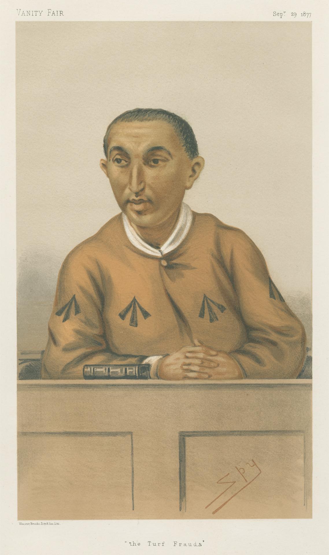 Ein Mann in einem weißen Hemd und dunklen Hosen sitzt an einem Tisch mit gefalteten Händen und sieht ernst aus, mit dem Text «Die Platzschwindler» unten.