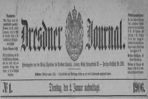 Eine alte Zeitung mit einem Schwarz-Weiß-Bild eines Wappens, begleitet von Text und einem Logo, strahlt einen klassischen und zeitlosen Look aus.