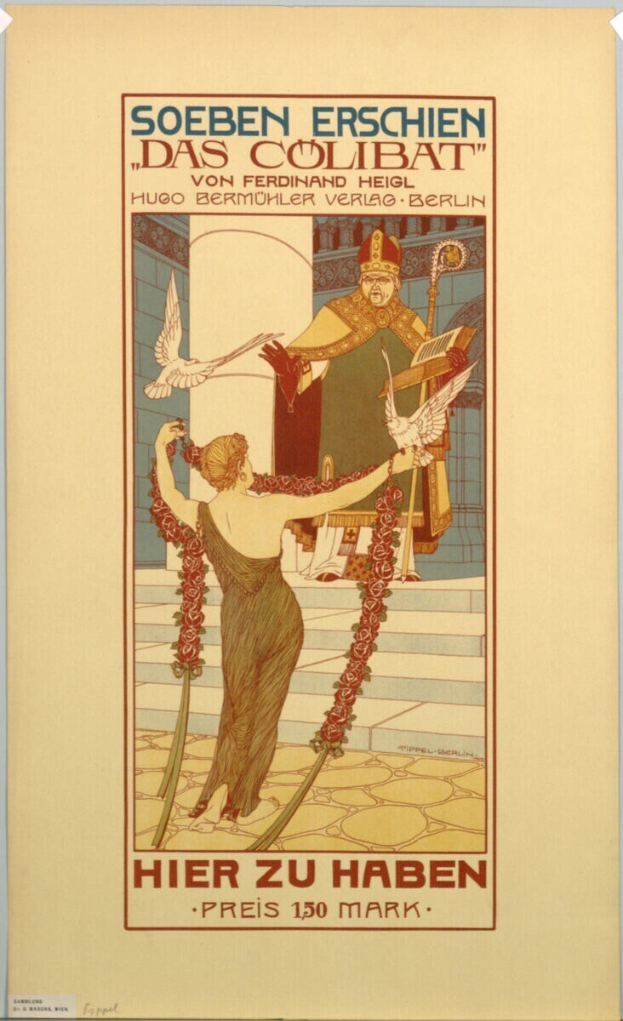 Konzertplakat in Berlin, Deutschland mit einer Frau in der Mitte und einem Mann rechts daneben sowie Text, der das Ereignis ankündigt.